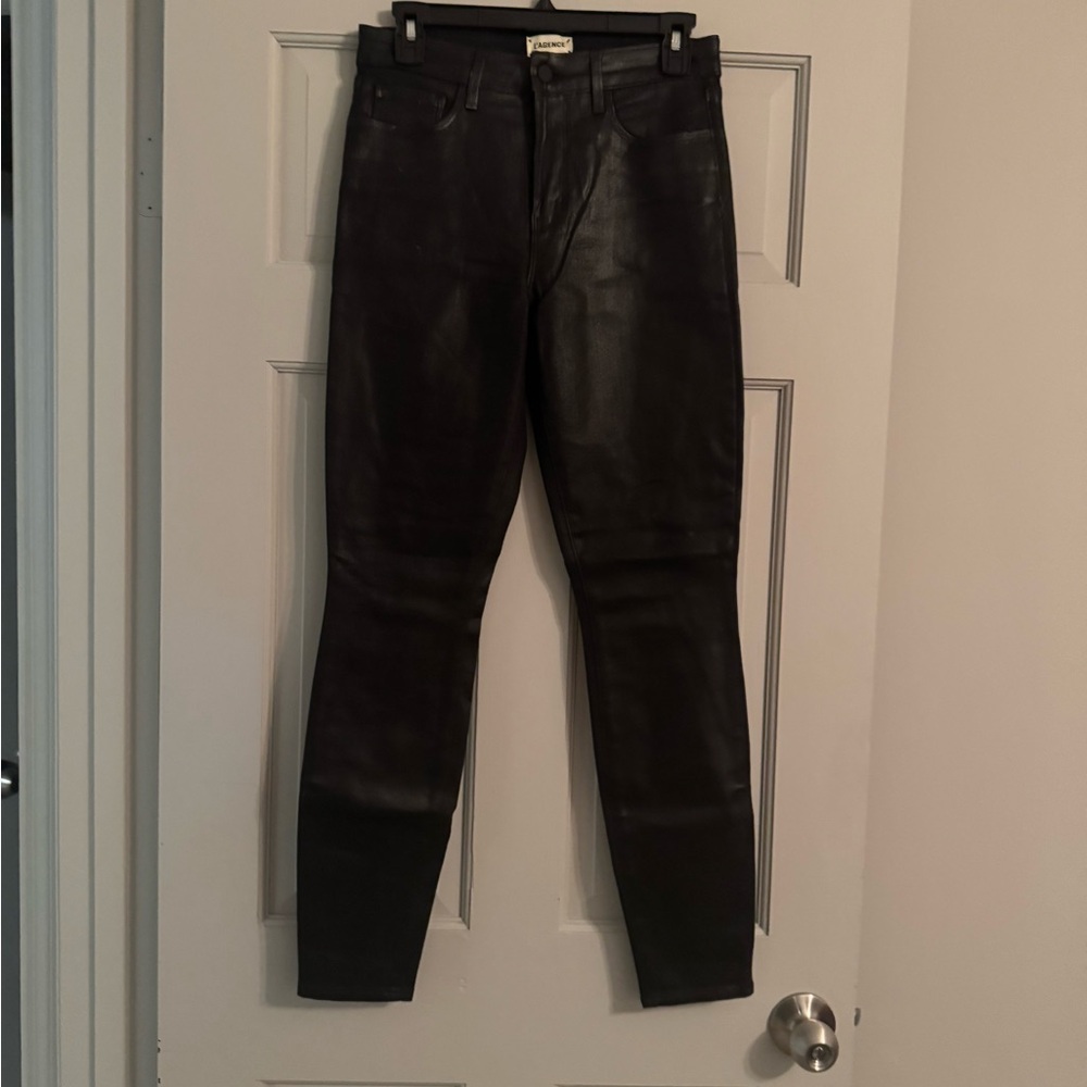 L'AGENCE Black faux leather Jeans
